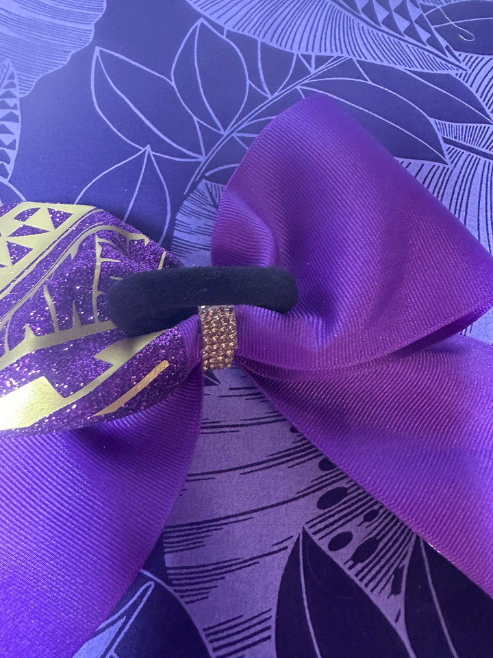 Purple Glitter Bow Athletic Gold Tribal