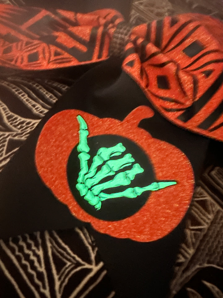 Glow in the dark SHAKA Halloween Tribal Glitter Bow