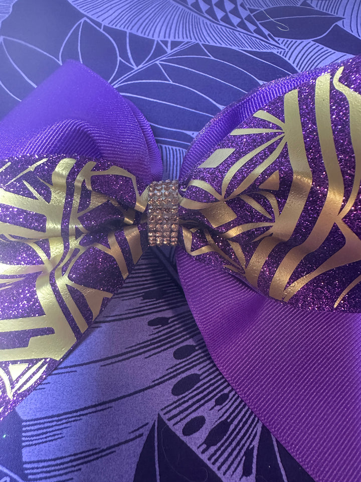 Purple Glitter Bow Athletic Gold Tribal