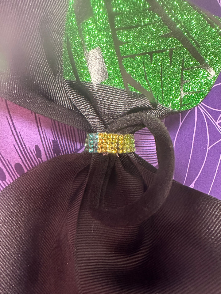 Green Glitter Bow Black Tribal