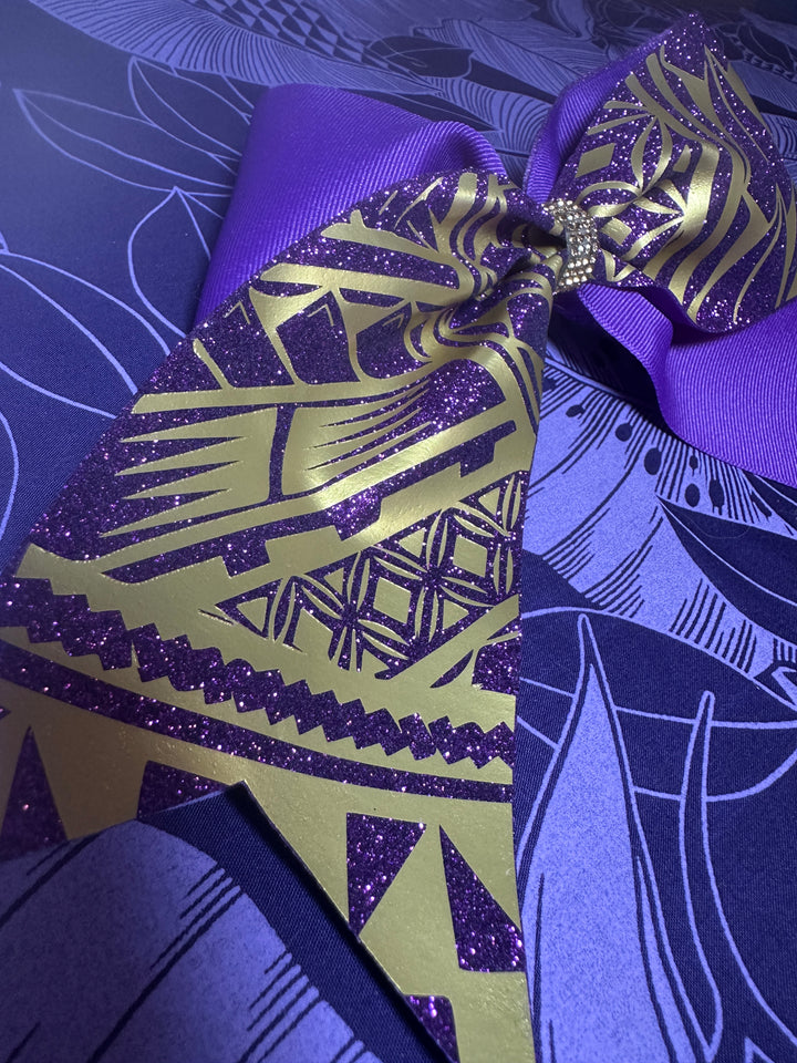 Purple Glitter Bow Athletic Gold Tribal