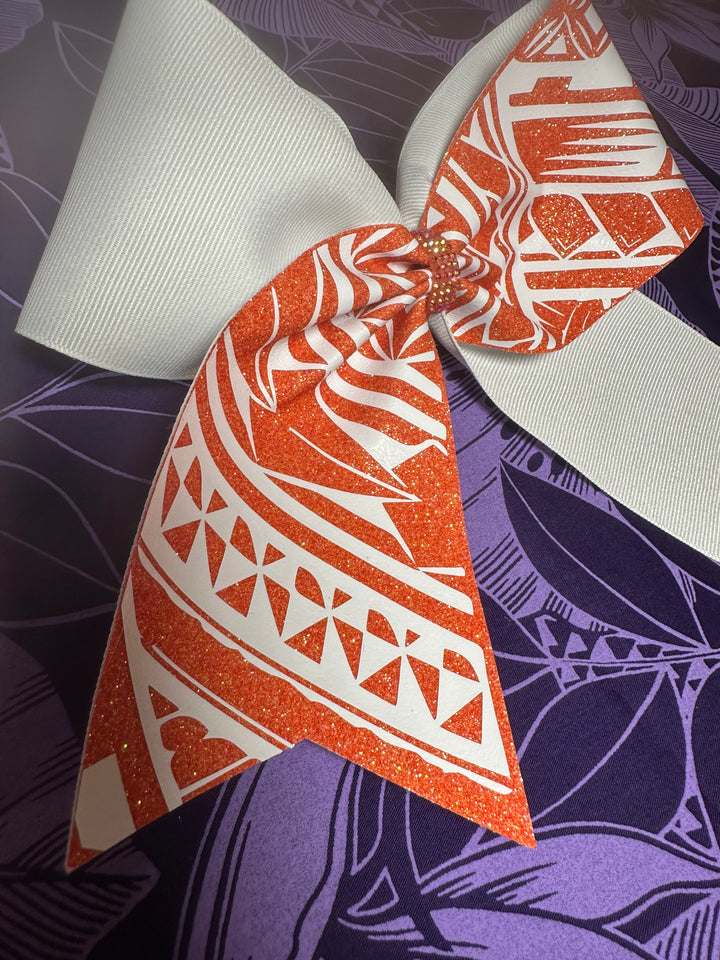 Coral Glitter Bow white Tribal