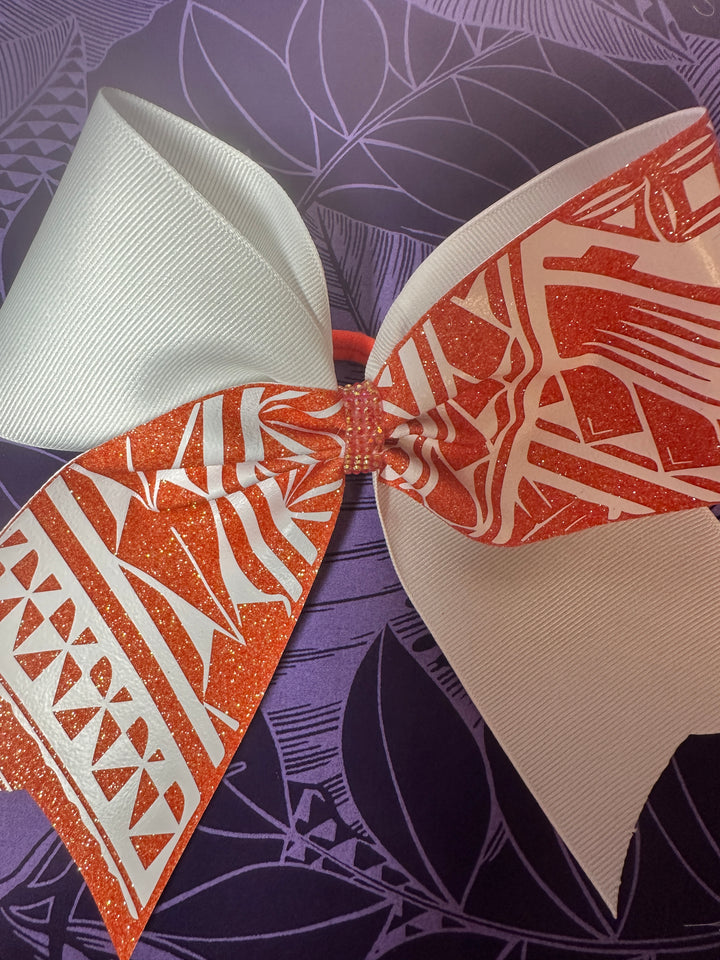 Coral Glitter Bow white Tribal