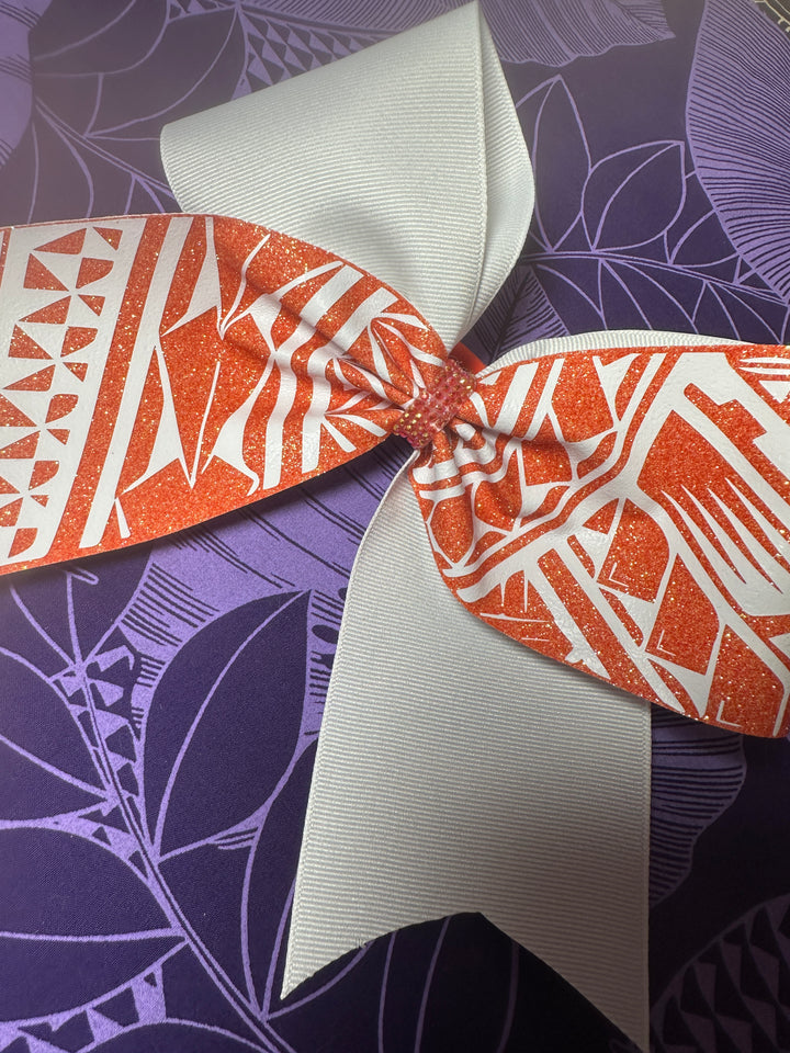 Coral Glitter Bow white Tribal
