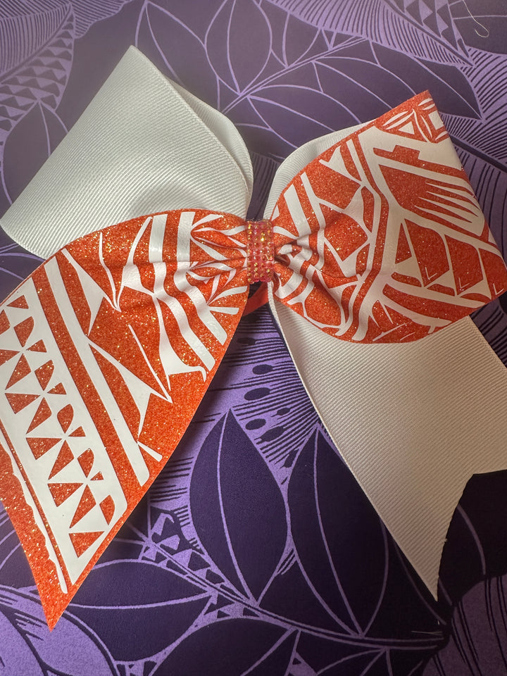 Coral Glitter Bow white Tribal