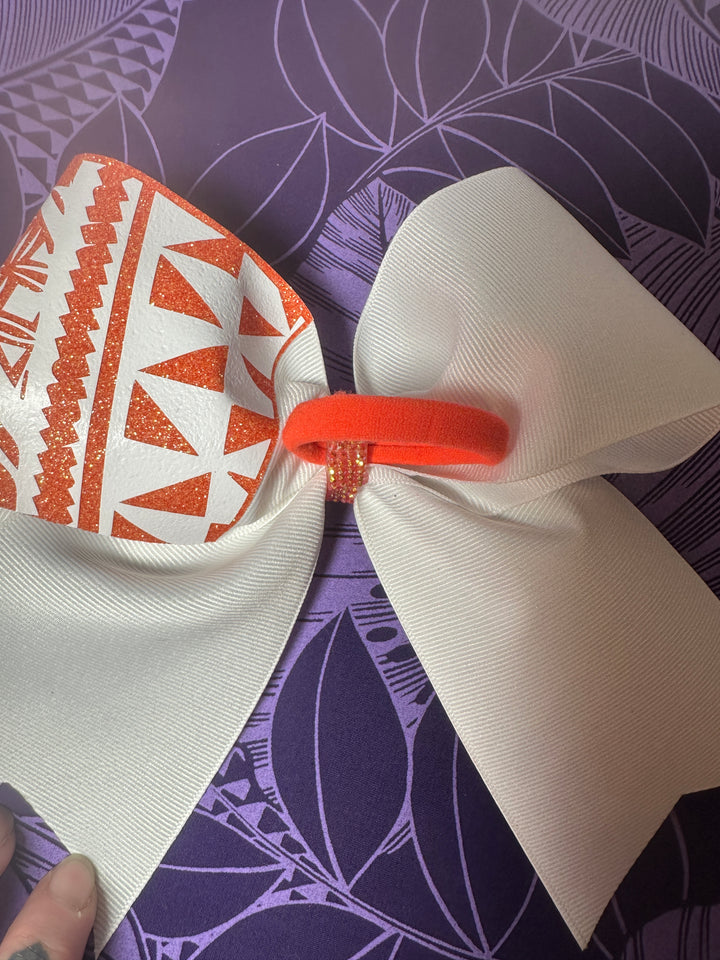 Coral Glitter Bow white Tribal
