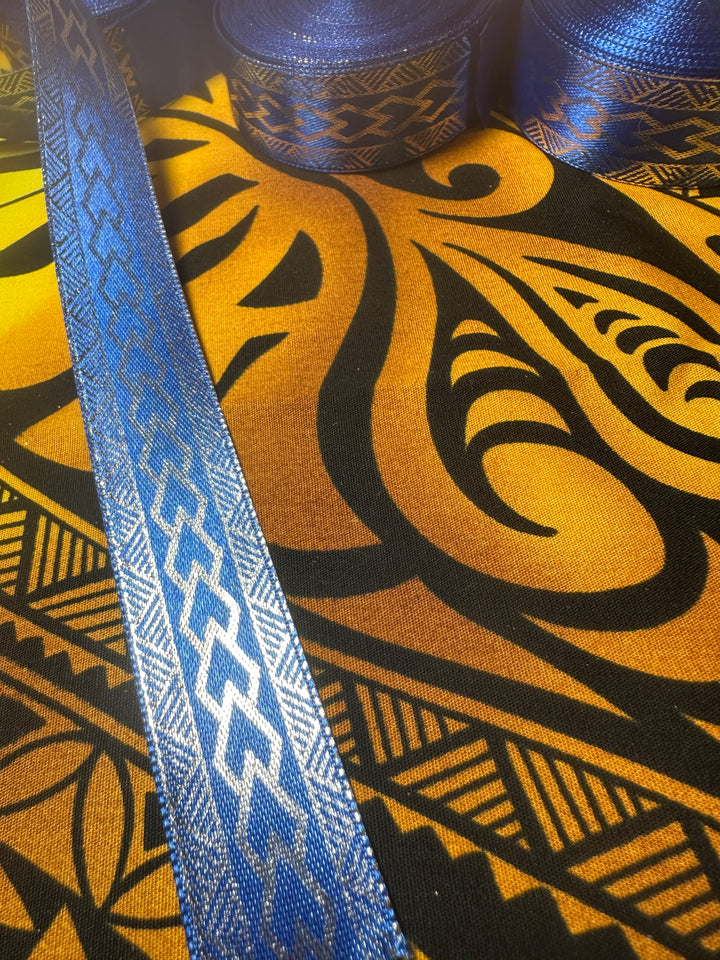 7/8” Silver On Royal Blue Ribbon 10 Yards
