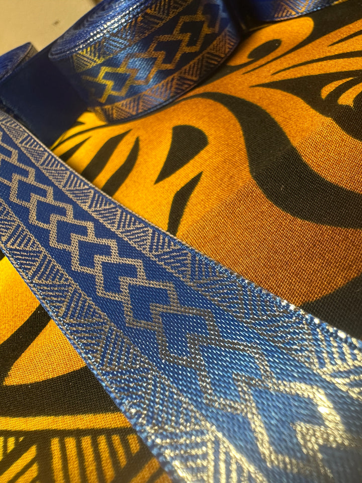 7/8” Silver On Royal Blue Ribbon 10 Yards