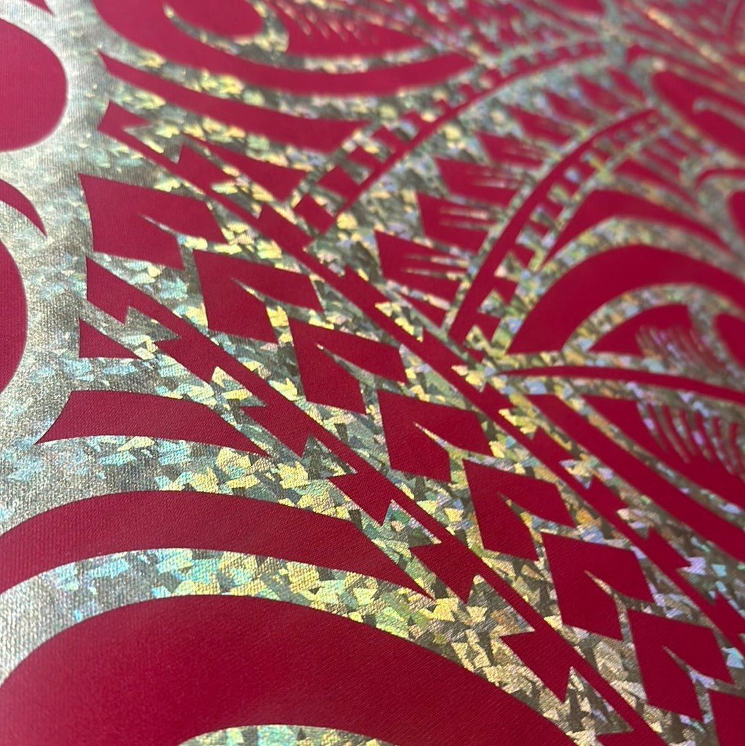 FULL ROLL Gold Glitter Flake on Red Stretch SF73 - CHEEHOOlife