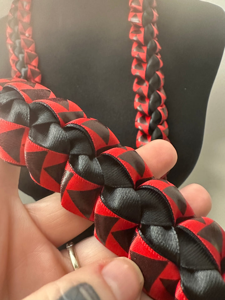 Red and Black Triangle Ribbon Lei