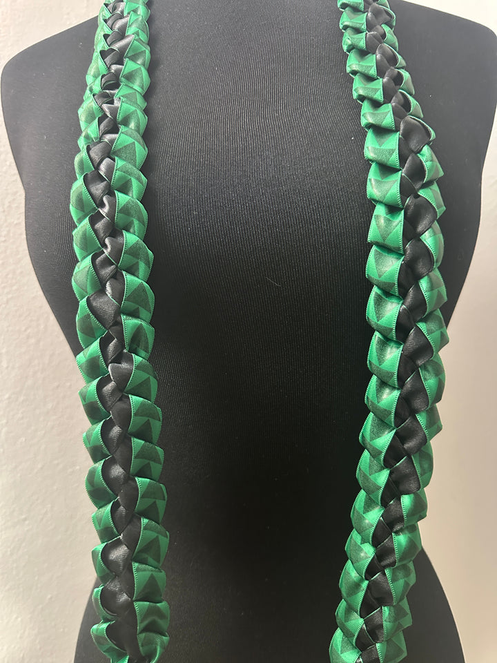 Green and Black Triangle Ribbon Lei