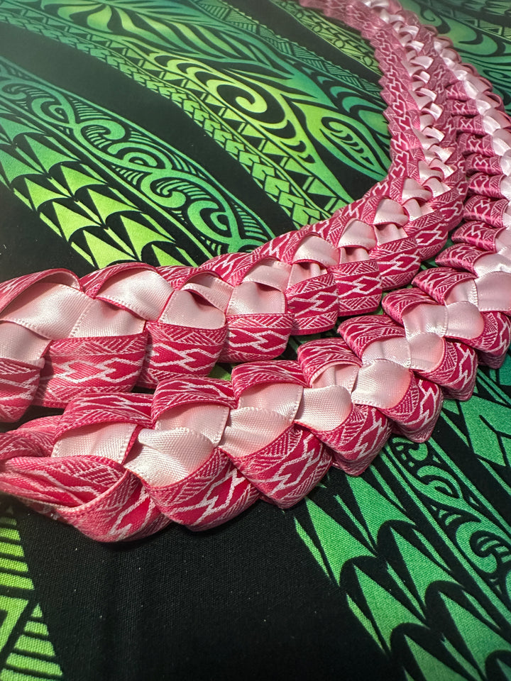 Hot Pink & Pink Printed Ribbon Lei