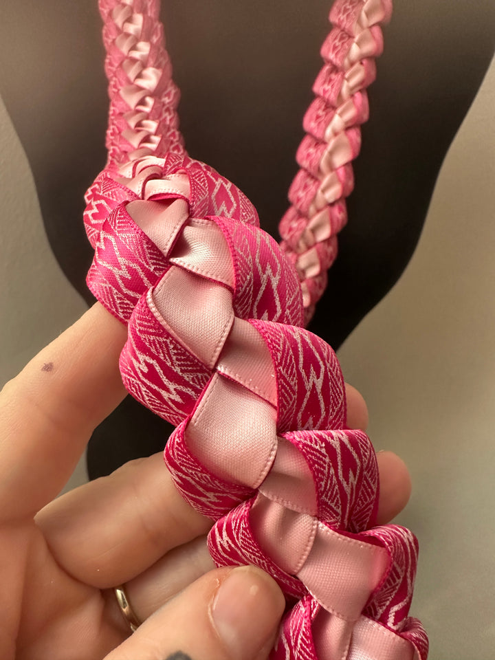 Hot Pink & Pink Printed Ribbon Lei