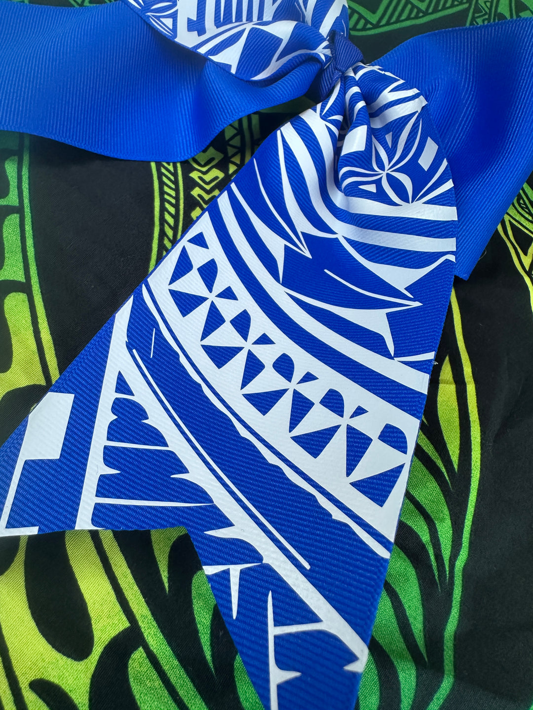 Royal Blue Bow White Tribal