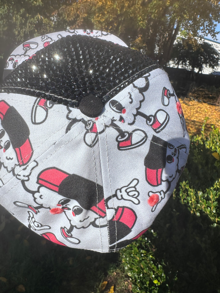 808 Musubi Rhinestone Flat Bill Snapback