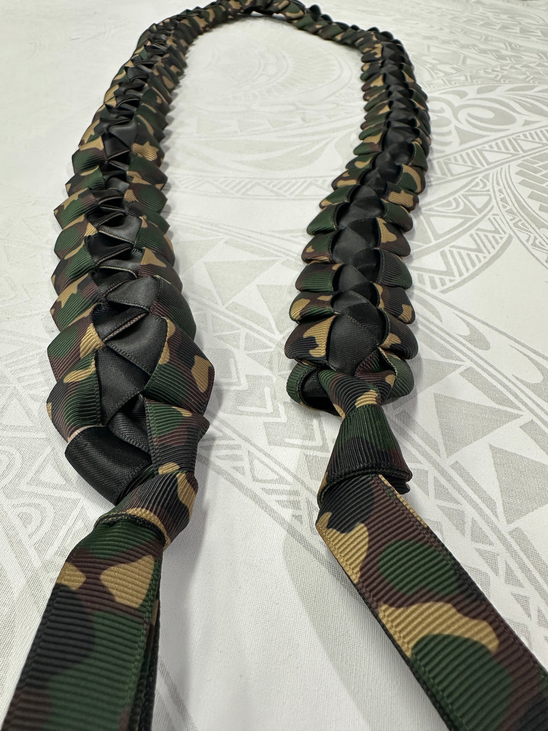 Camo on Black Ribbon Lei