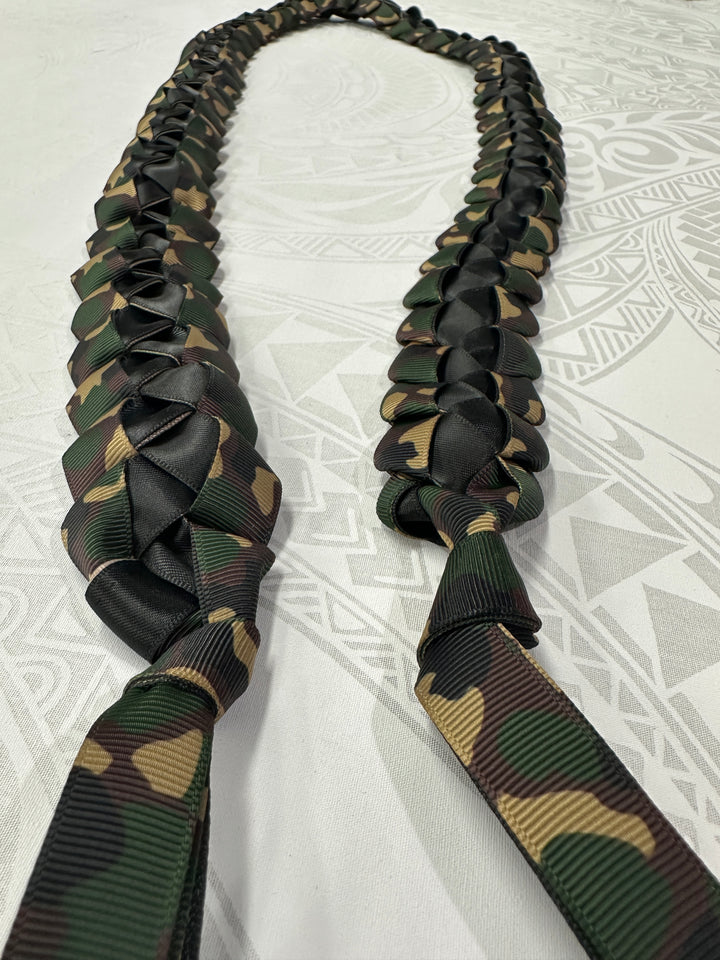 Camo on Black Ribbon Lei