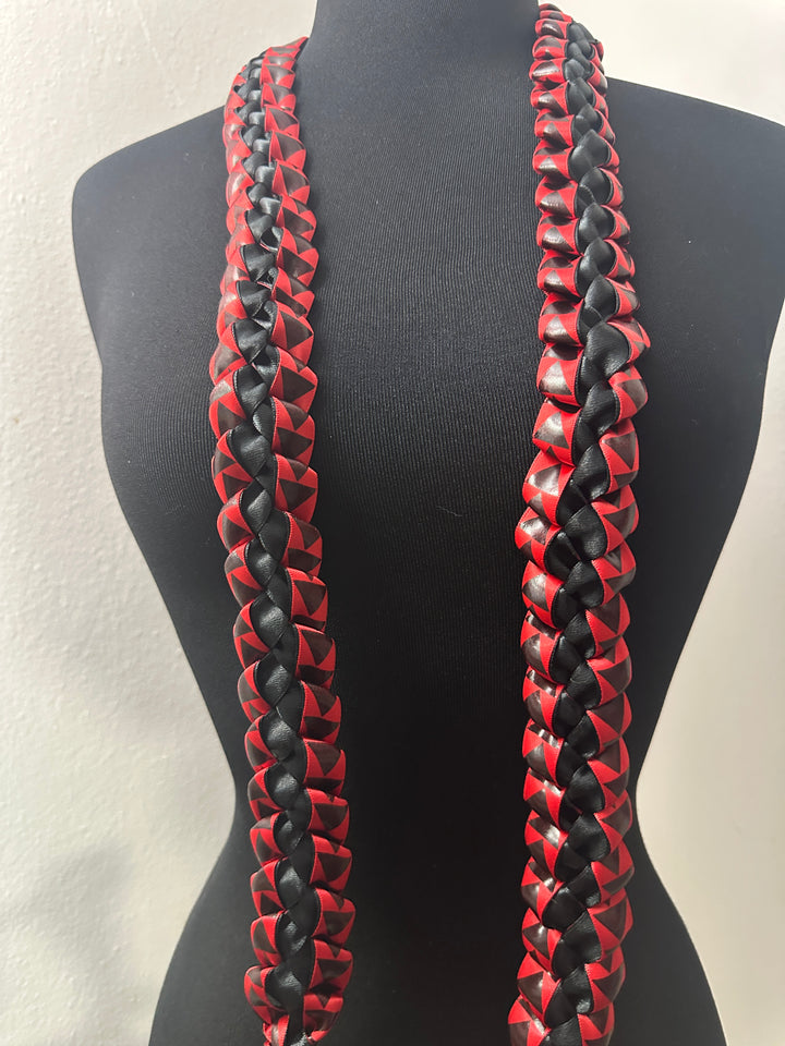Red and Black Triangle Ribbon Lei