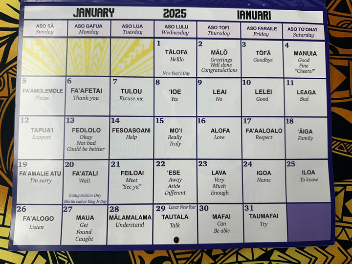 2025 Samoan Language & Art Calendar