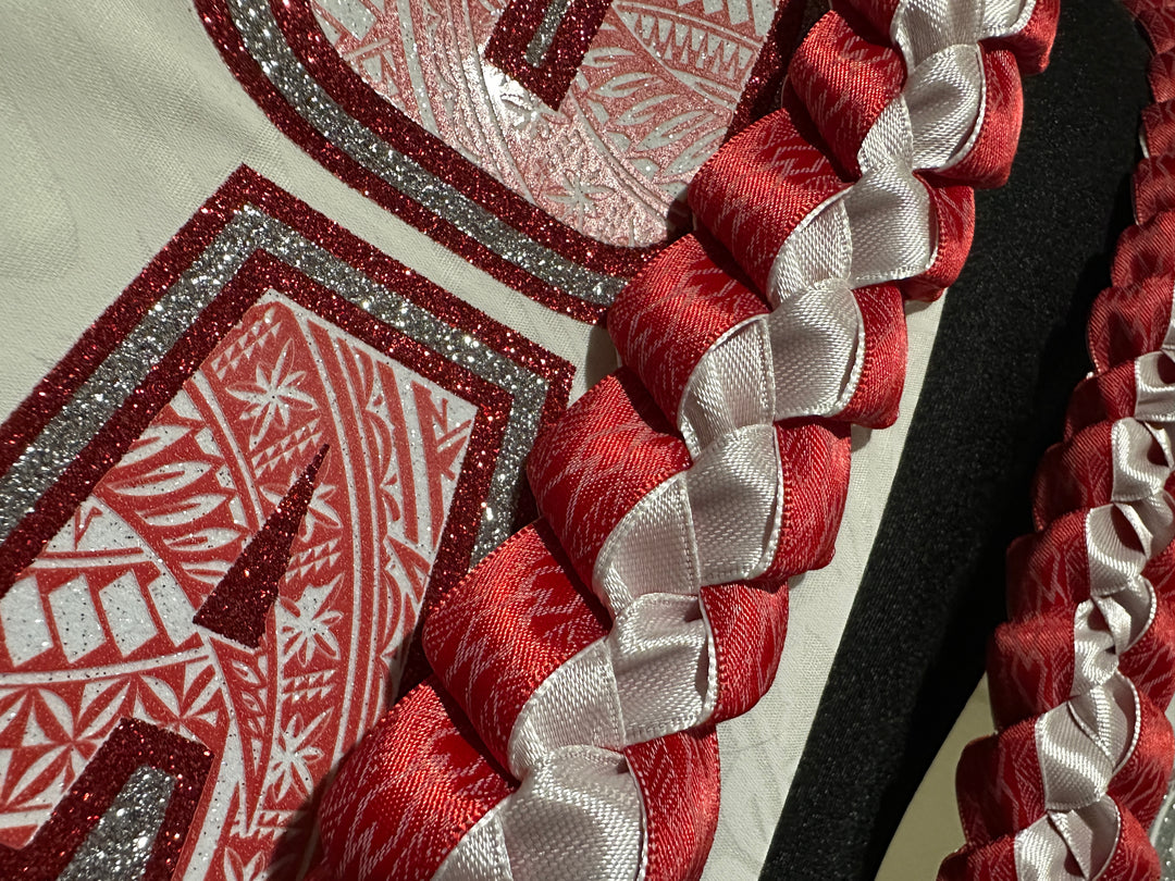 10 Yards- 5/8” wide double faced red satin printed ribbon