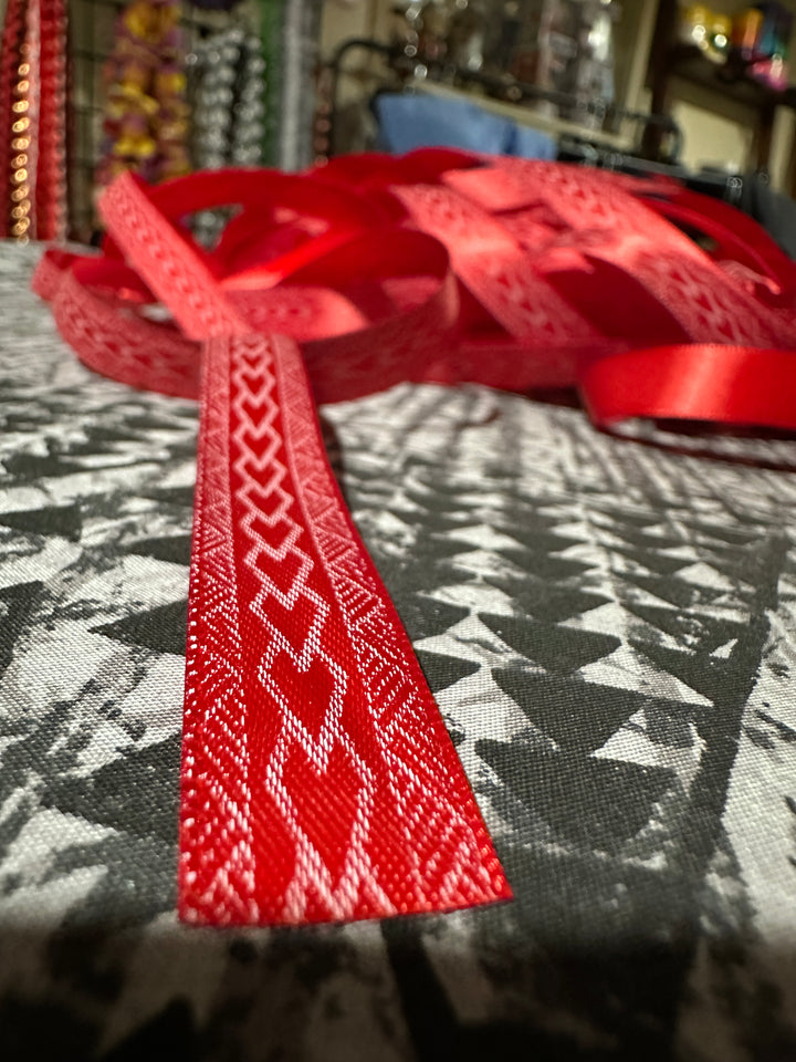 10 Yards- 5/8” wide double faced red satin printed ribbon