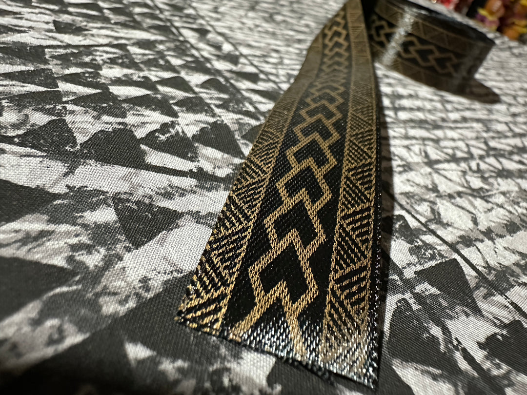 10 Yards- 1” wide double faced black satin printed ribbon