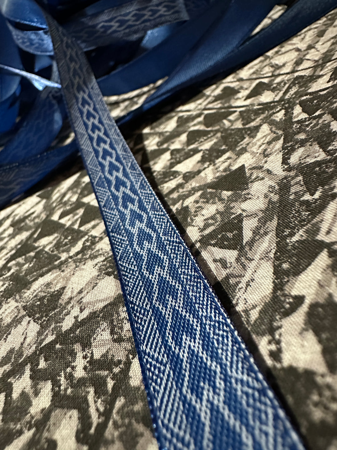 10 Yards- 5/8” wide double faced royal blue satin printed ribbon