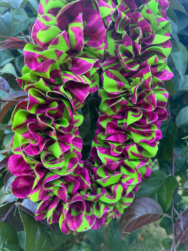 Hot Pink & Bright Green Forever Fabric Lei with beads