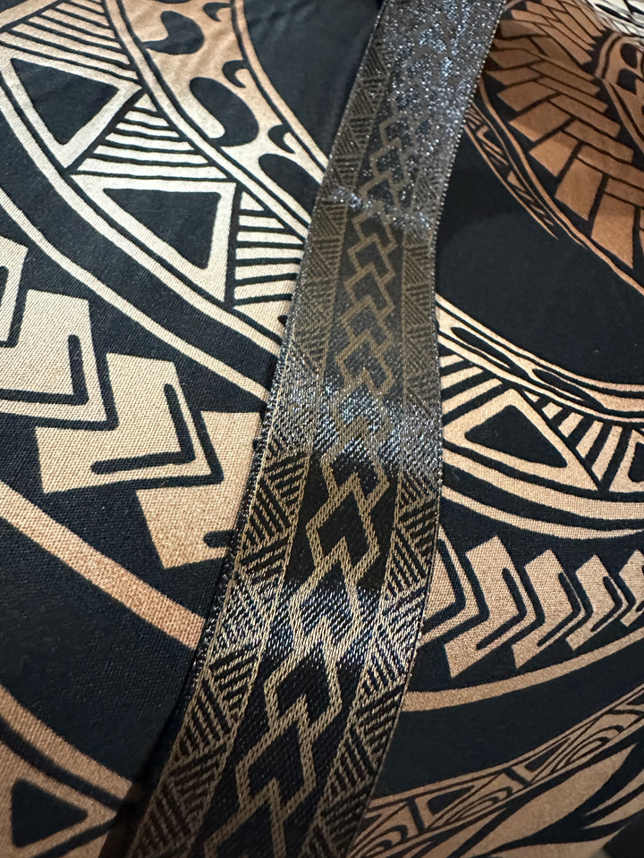 1” Matte Gold On Black Ribbon 20 Yards