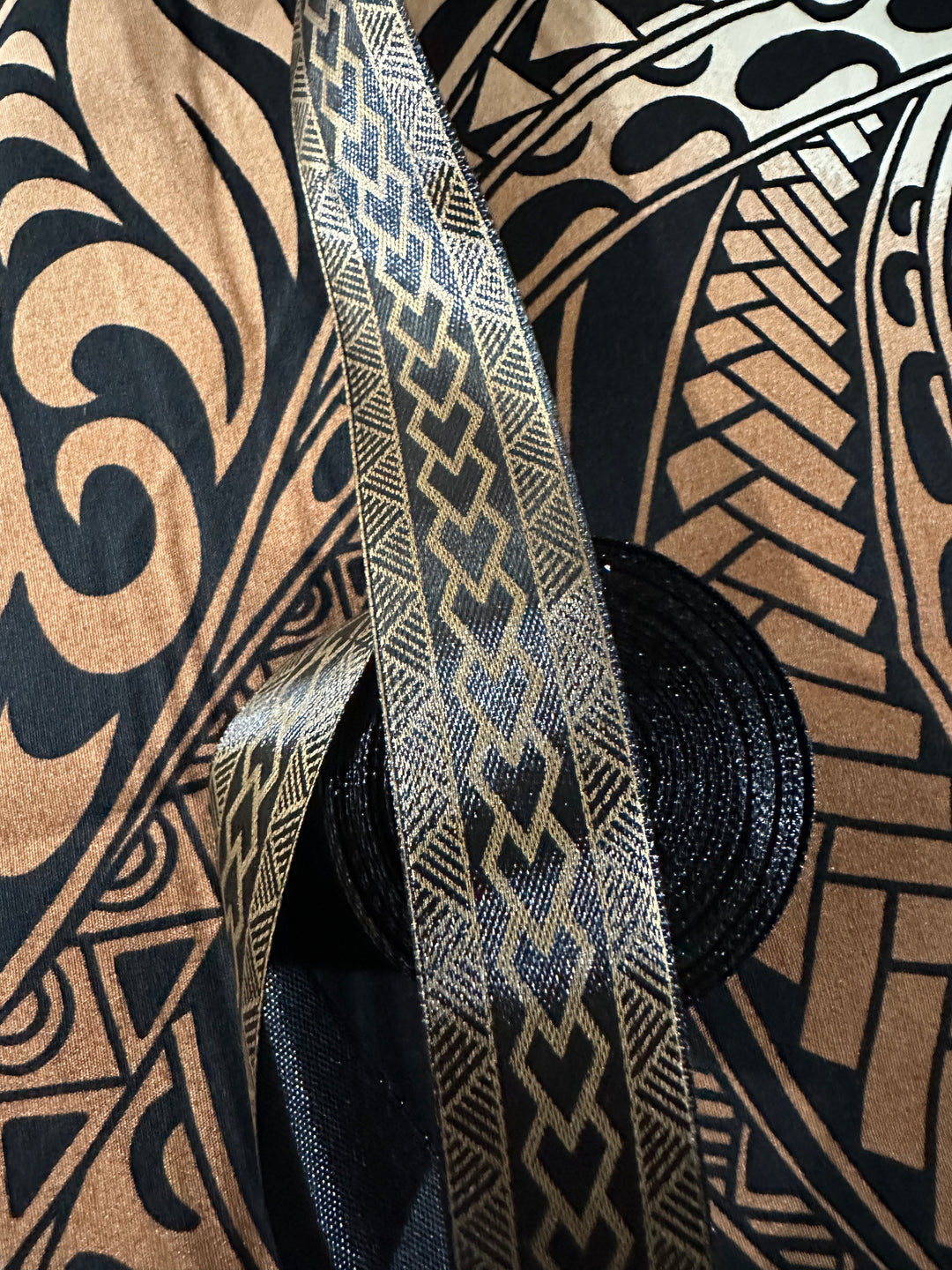 1” Matte Gold On Black Ribbon 20 Yards