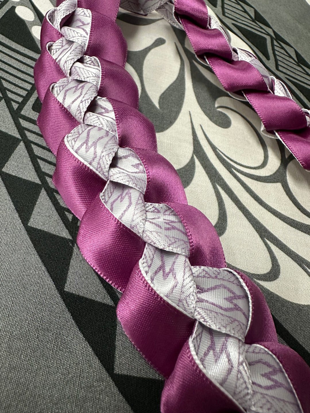 Purple and White Ribbon Lei