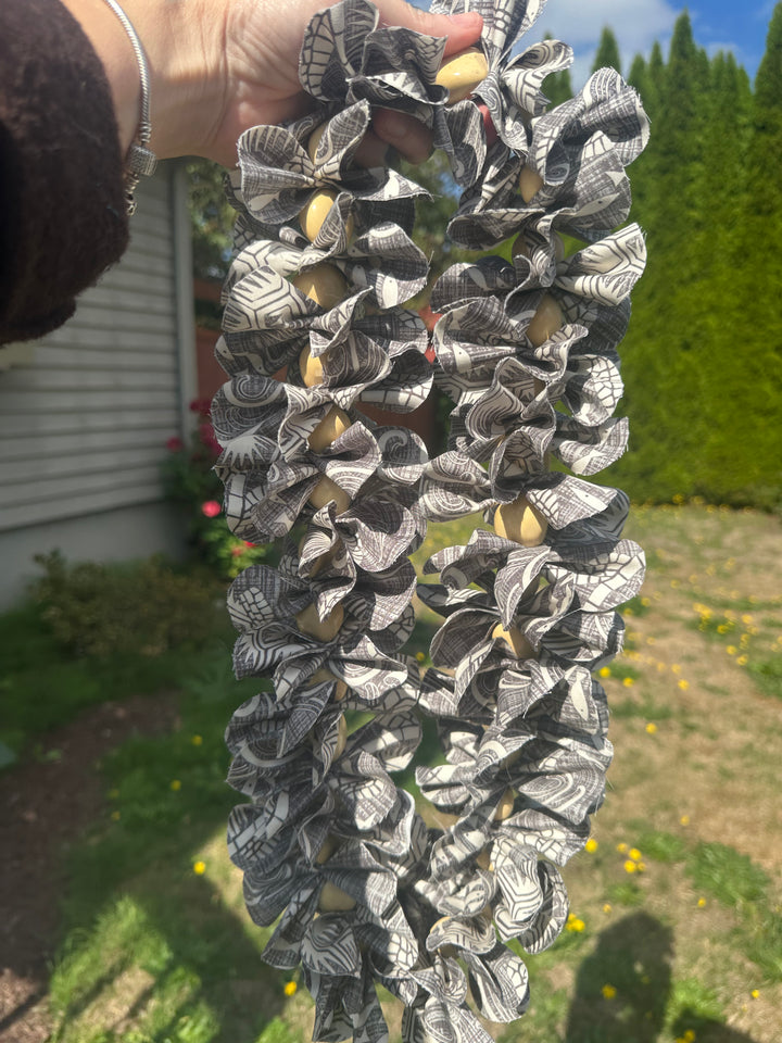 Cream & Gray Forever Fabric Lei