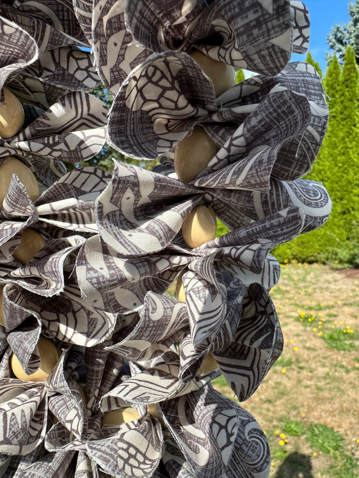 Cream & Gray Forever Fabric Lei
