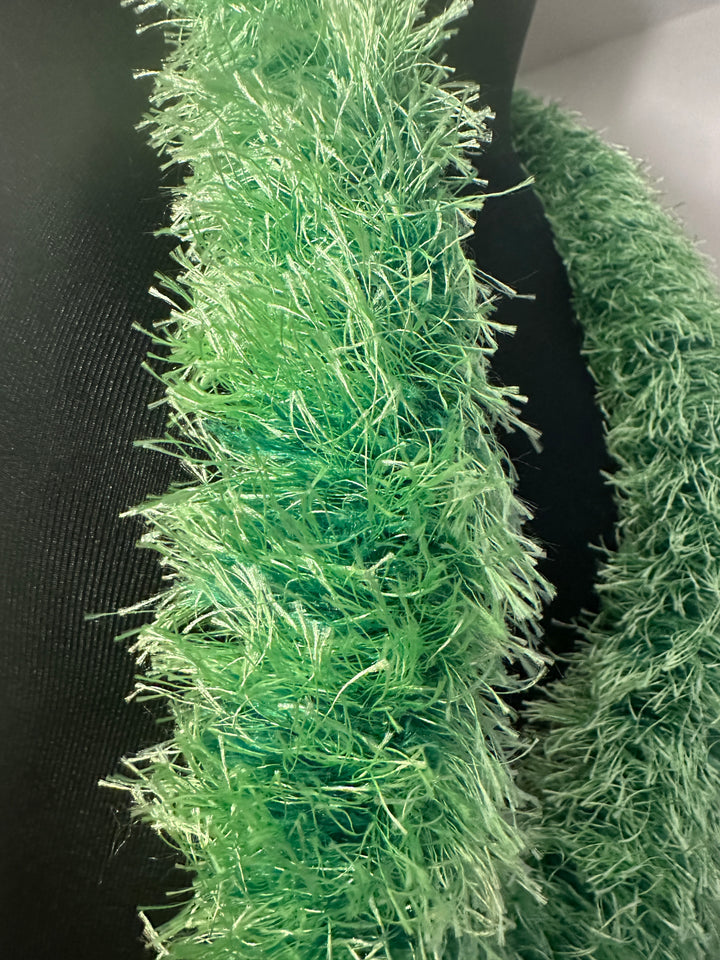 Kelly and Light Green Eyelash Yarn Lei