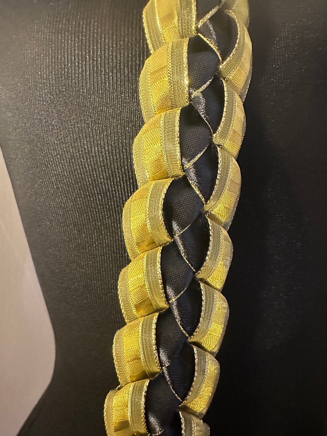 Gold & Black Ribbon Lei