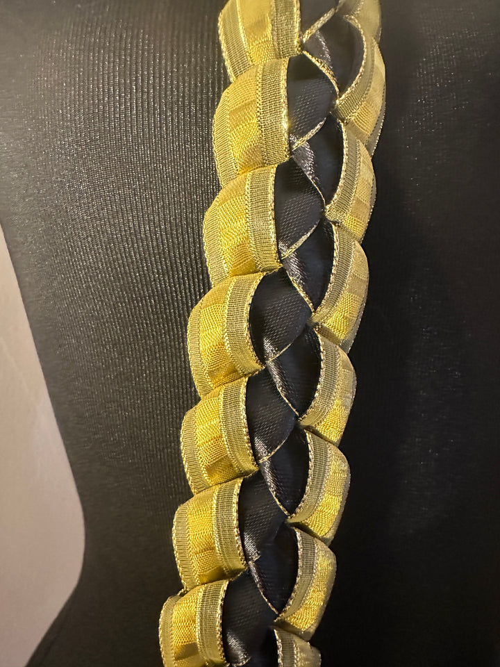 Gold & Black Ribbon Lei