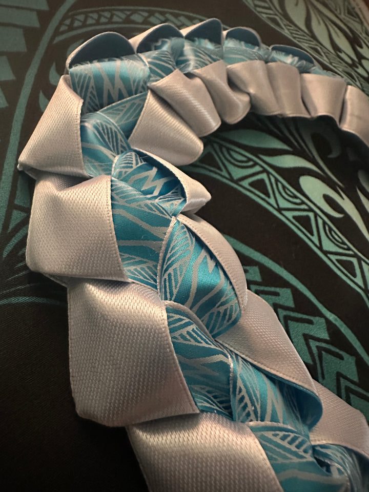 White with Turquoise Tribal Printed Lei