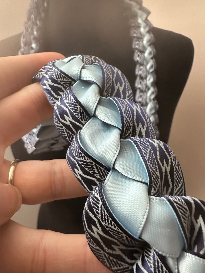 Navy Blue Tribal Print with Carolina Blue Ribbon Lei