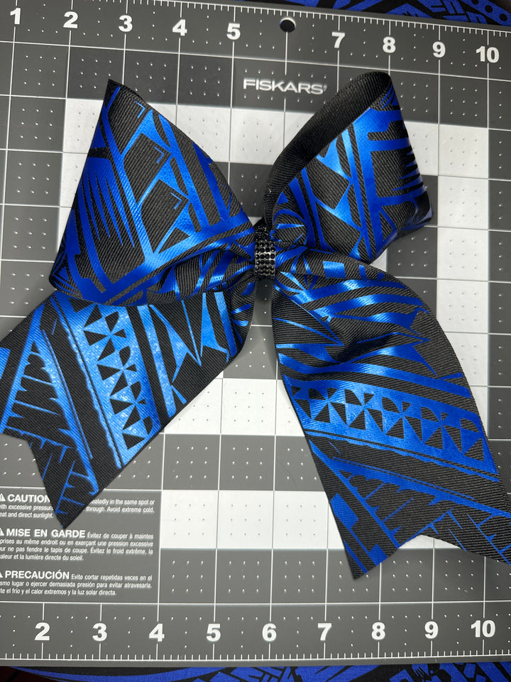 Black Bow Metallic Blue Tribal