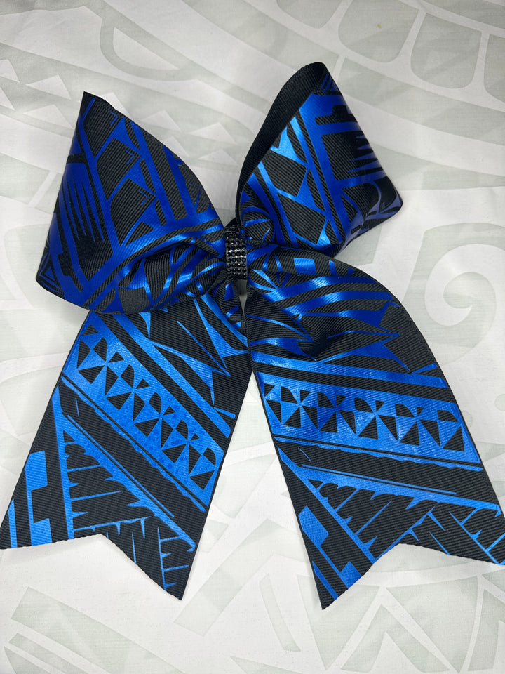 Black Bow Metallic Blue Tribal