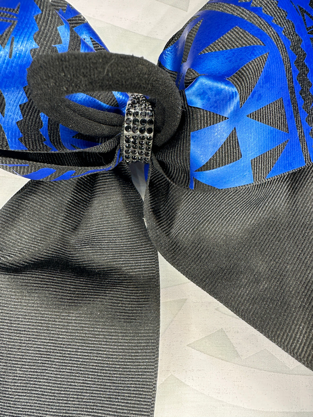 Black Bow Metallic Blue Tribal