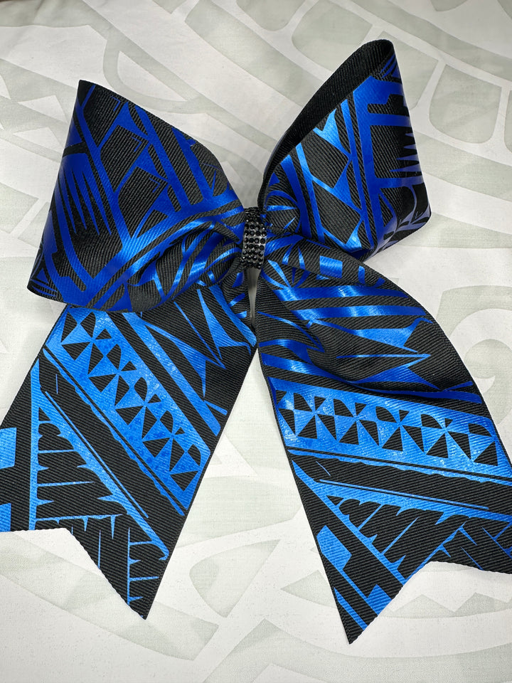 Black Bow Metallic Blue Tribal