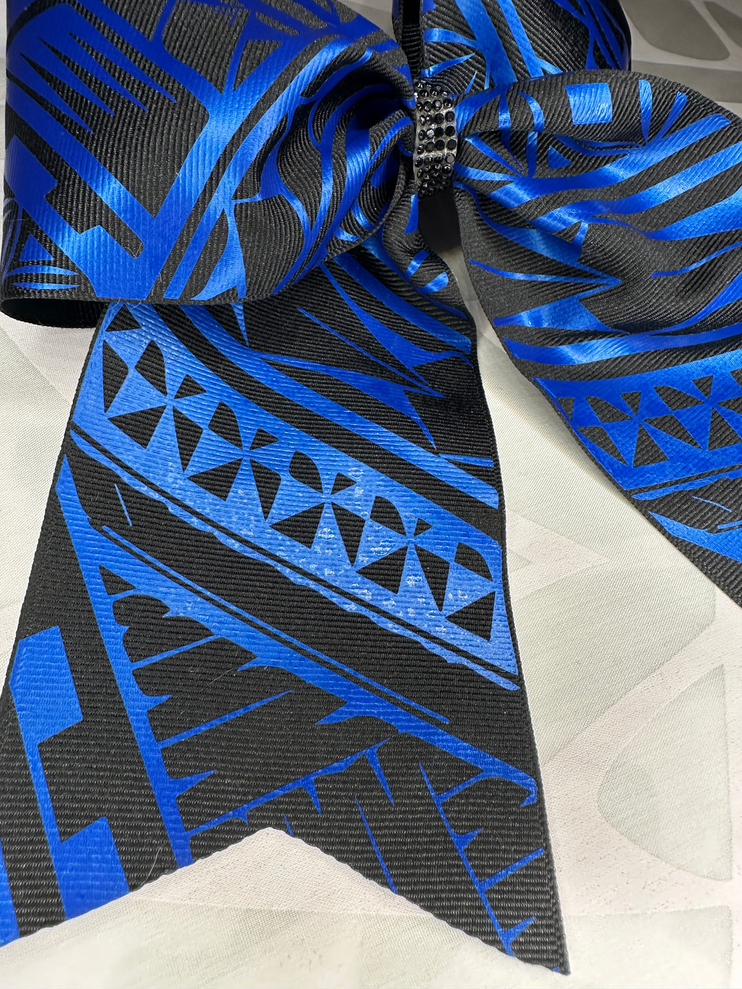 Black Bow Metallic Blue Tribal