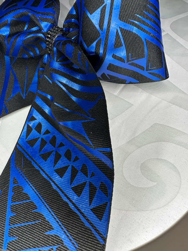 Black Bow Metallic Blue Tribal