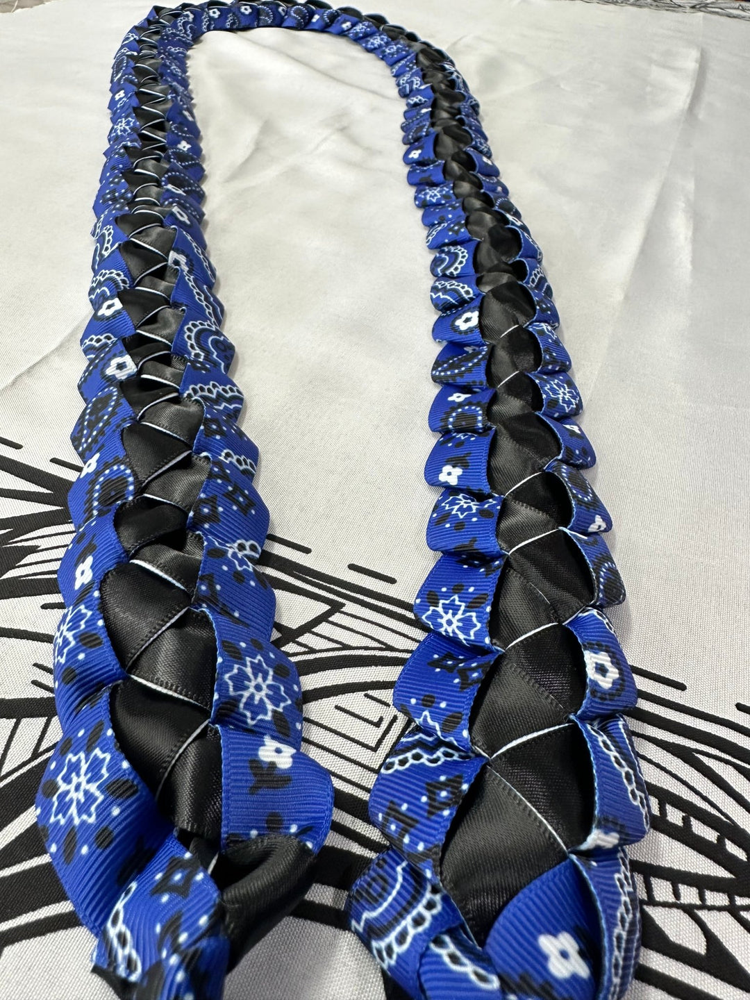 Blue Bandana on Black Ribbon Lei - CHEEHOOlife