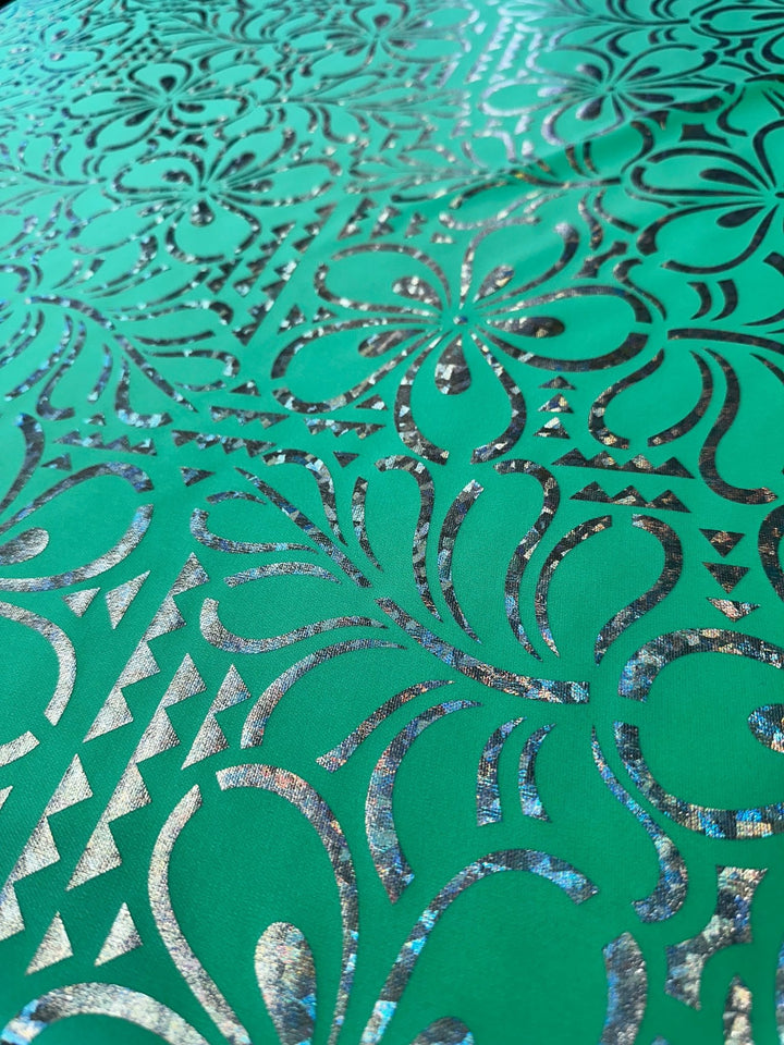 Gold Glitter Flake Foil on Bright Green Stretch SF80 - CHEEHOOlife