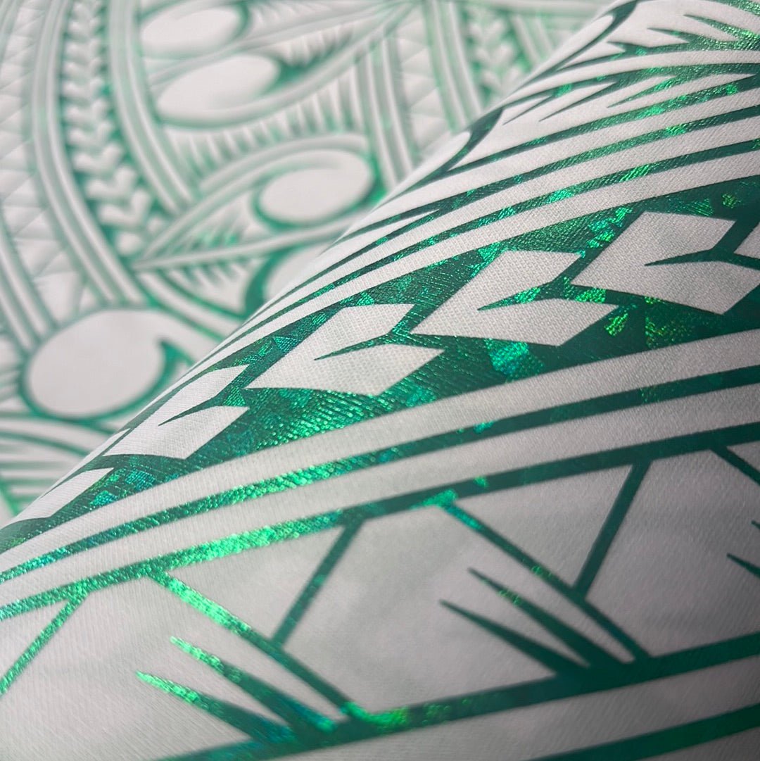 Green Glitter Flake Foil on White Stretch SF87 - CHEEHOOlife