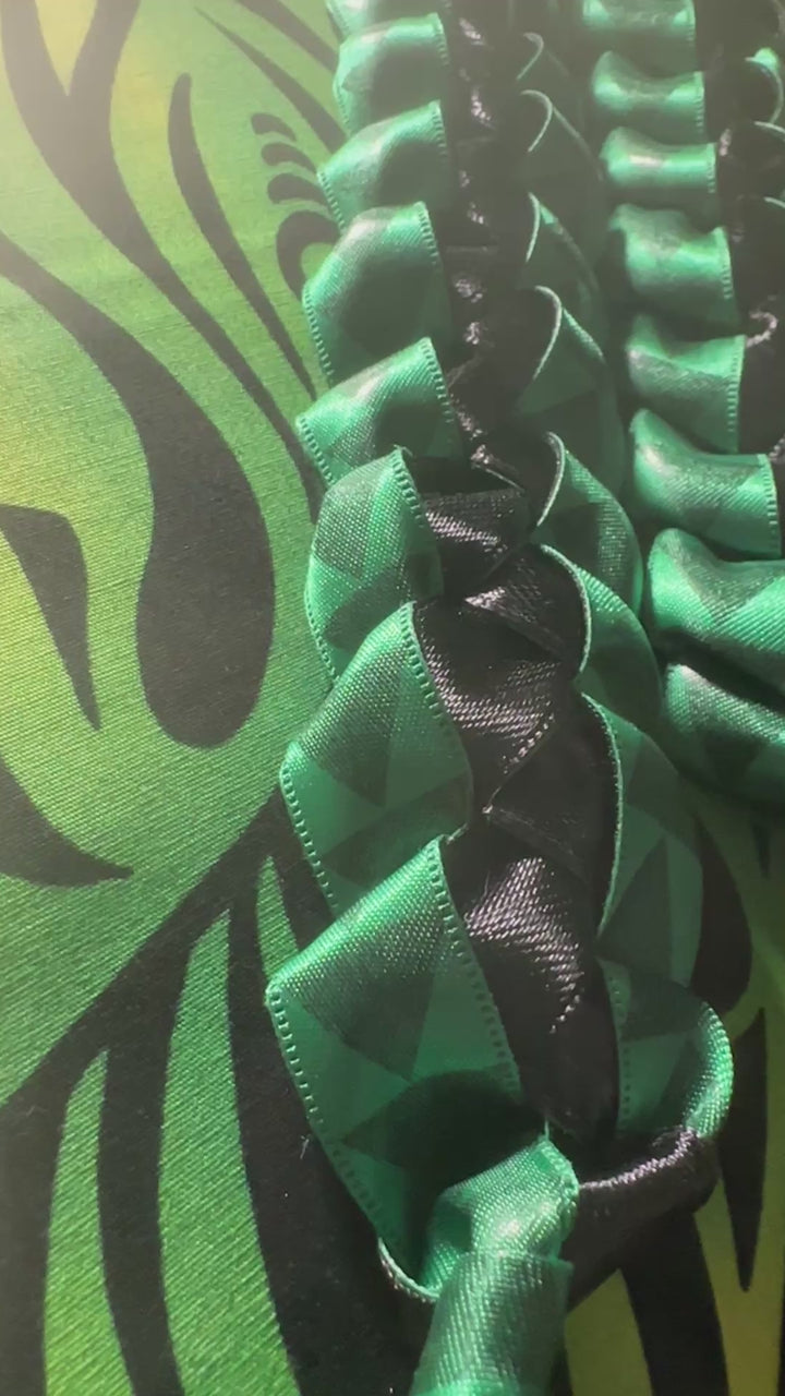 Green and Black Triangle Ribbon Lei