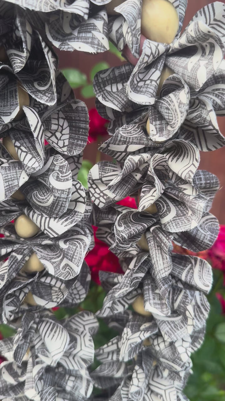 Cream & Gray Forever Fabric Lei