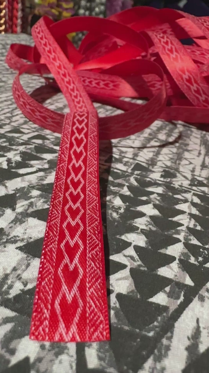 10 Yards- 5/8” wide double faced red satin printed ribbon